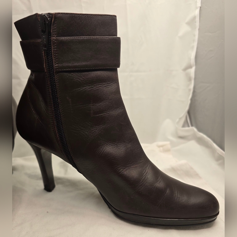Alfani Dark Brown Leather Ankle Boots with Buckle 7 1/2 - Picture 4 of 11